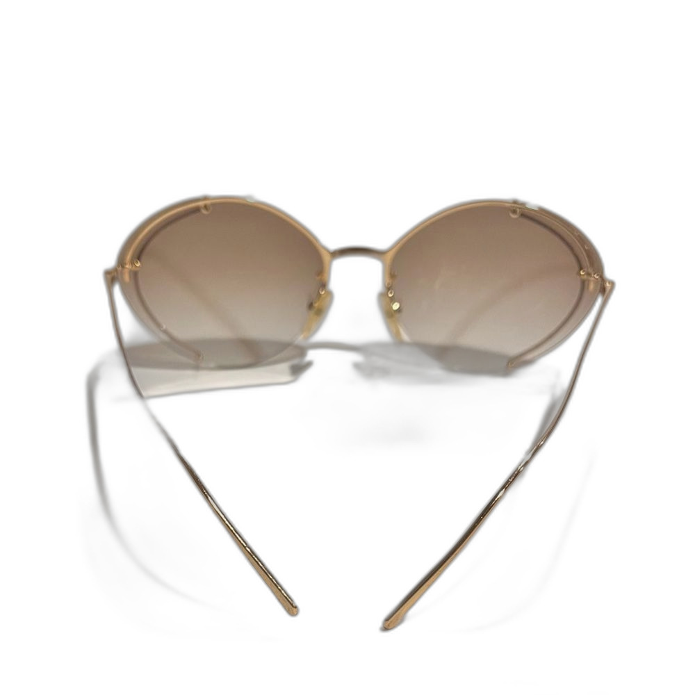 Prada Conceptual Gold Rim Oval Sunglasses – Gradient Brown Mirror Lenses - Picture 5 of 6